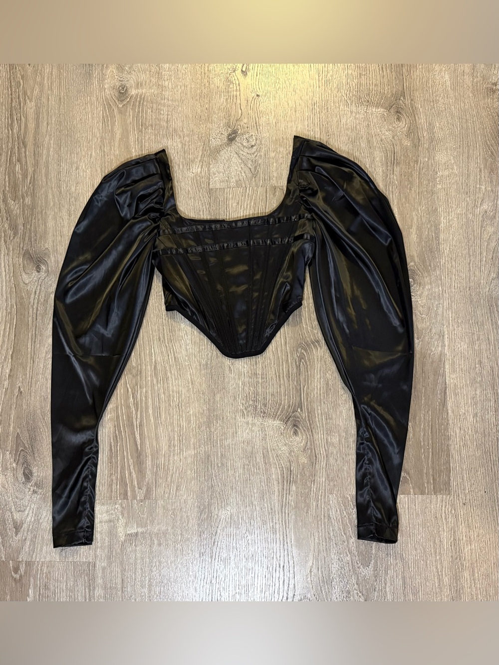 Heiress Beverly Hills Satin Statement Longsleeve Corset top